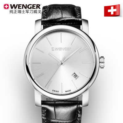 威戈品牌瑞士手表男石英表精钢带防水男表皮带原装进口手表腕正品01.1041.122