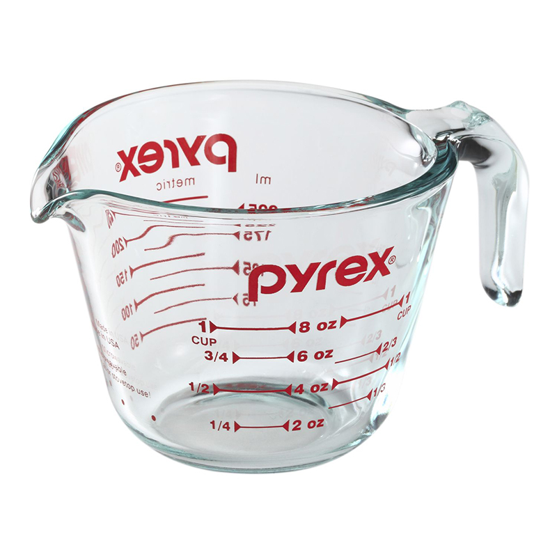 康宁(Pyrex)量杯250ml美国进口康宁耐热玻璃杯 带刻度量杯 多用测量杯