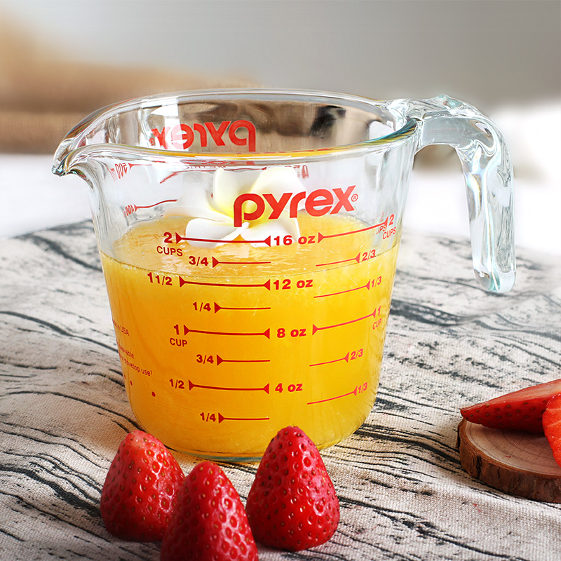 康宁(Pyrex)量杯500ML美国进口康宁耐热玻璃杯 带刻度量杯 多用测量杯