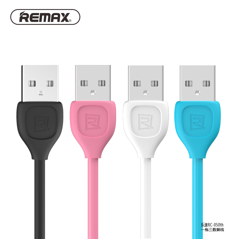 Remax 乐速一拖三数据线 苹果 安卓 Type-C 三分头手机通用快速充电数据线 USB连接传输线高清大图