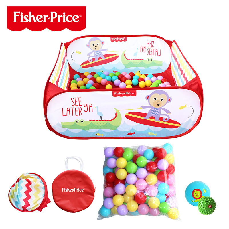 费雪Fisher-Price 宝宝球池套装(婴幼儿童海洋球游戏围栏 内含100个玩具球)红色F0317-1