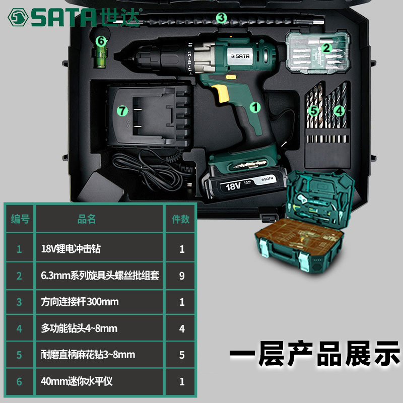 世达电动家用五金工具箱组套多功能电工木工维修套装手电钻05152