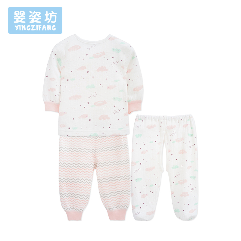 苏宁自营婴姿坊男女童和尚袍三件套 粉红粉绿52-66cm