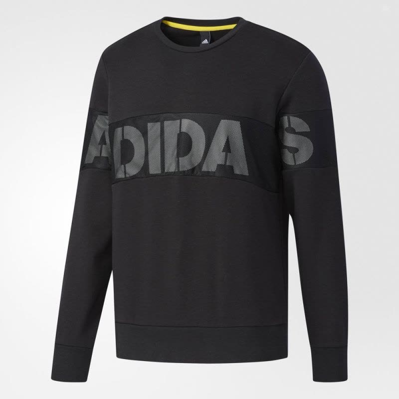 adidas 阿迪达斯 运动型格 男子 套头衫 黑 CD2605图片