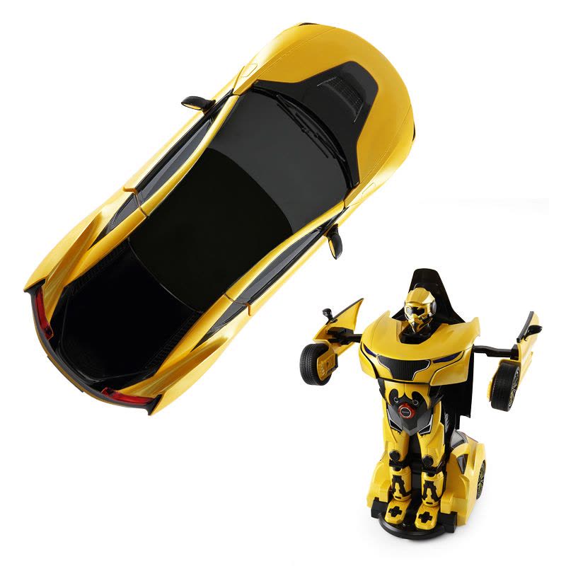 星辉(Rastar)RS战警一键遥控变形汽车机器人带语音遥控车男孩儿童玩具74700黄色图片