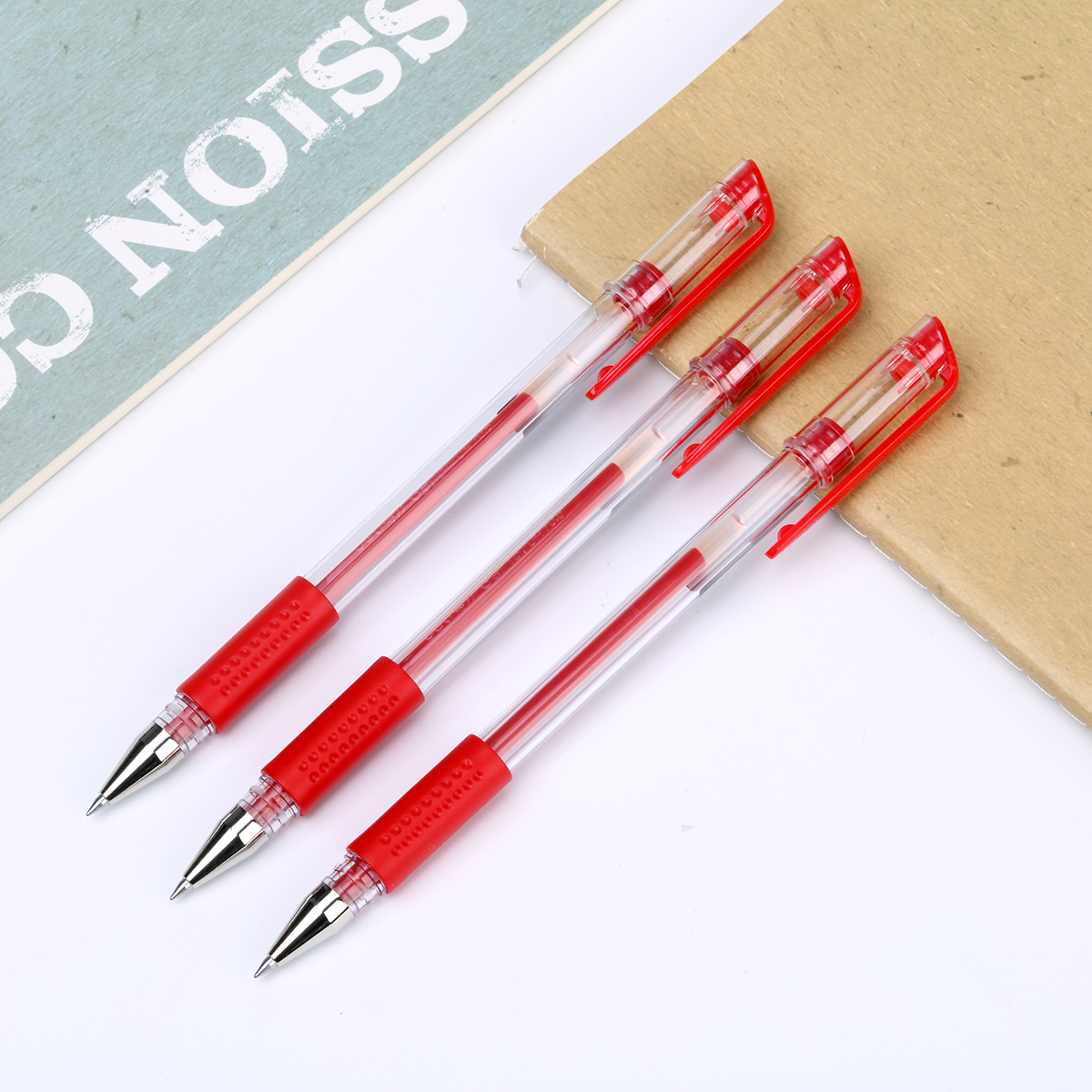 得力 6600ES 0.5mm中性笔 经典办公子弹头中性笔/水笔/签字笔 12支/盒 红色高清大图