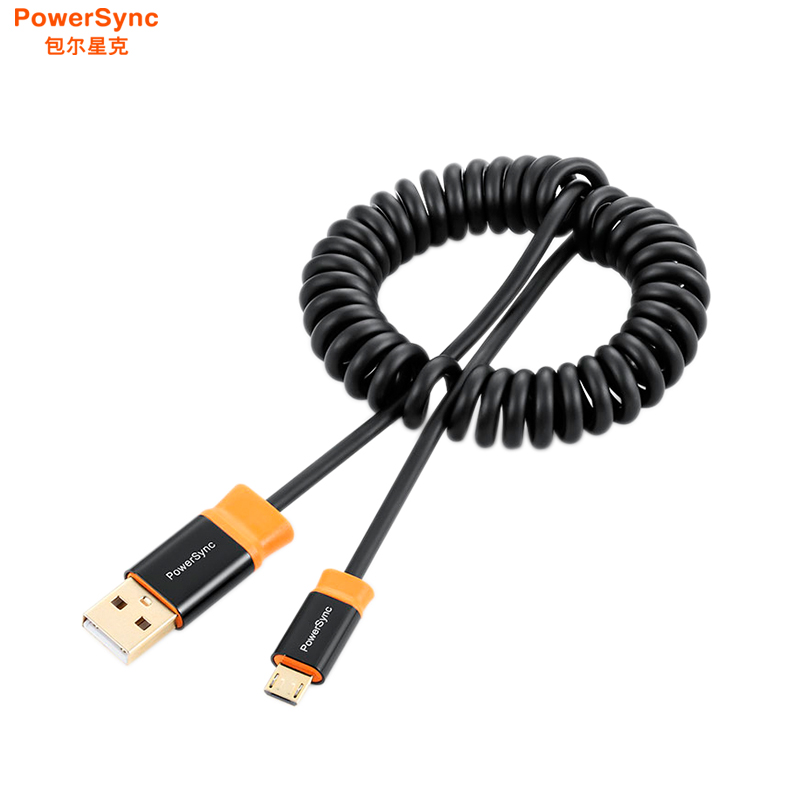 包尔星克PowerSync/ USB2.0Mirco弹簧充电数据线双色圆线黑配橘尊爵版1.5米CUB2KCSM0015高清大图