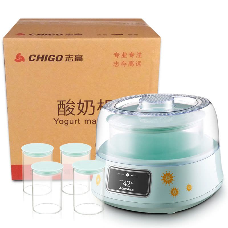 志高(CHIGO)酸奶机SNJ313 高硼硅1L内胆4分杯全自动恒温酸奶机米酒机浅蓝色图片