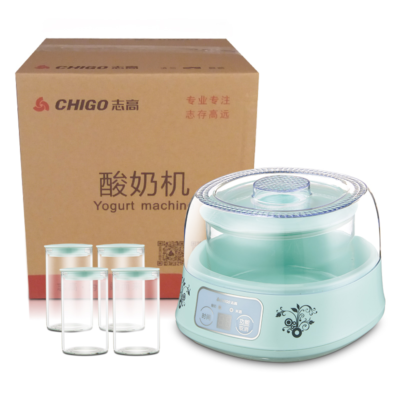 志高(CHIGO)酸奶机SNJ36 定时功能自动恒温高硼硅1L内胆4分杯家用酸奶机米酒机浅蓝色高清大图