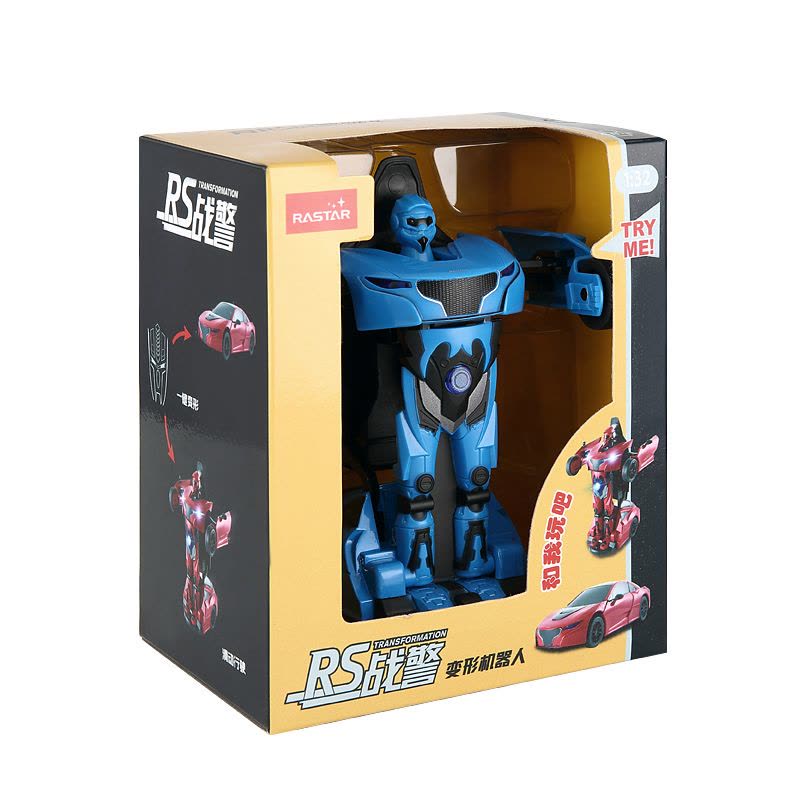 星辉(Rastar)1:32RS战警口袋机器人合金变形玩具汽车带声光可变形车模型61800蓝色图片