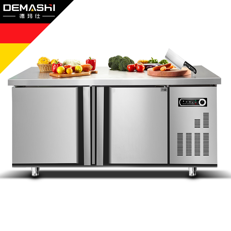 德玛仕（DEMASHI） 商用冷藏工作台 操作台冰柜 水吧厨房奶茶保鲜操作台 工作台冰柜双温工作台 1.8*0.6*08