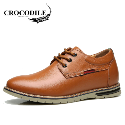 鳄鱼恤（CROCODILE）男鞋内增高休闲皮鞋头层牛皮圆头鞋子6318019