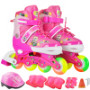 ENPEX 乐士溜冰鞋儿童全套装 儿童轮滑鞋 可调伸缩滑冰鞋男女直排轮 闪光 送头盔护具七件套