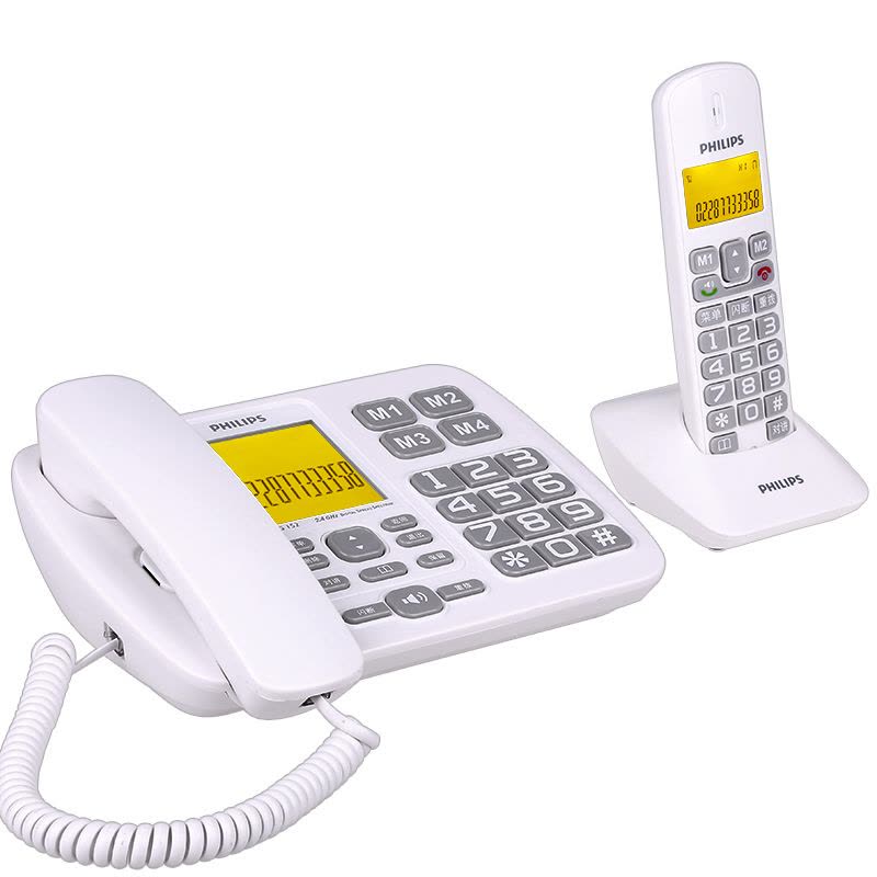 飞利浦(PHILIPS) DCTG152 数字无绳电话机 大屏幕大按键老人电话 办公家用来电显示无线子母机(白色)图片
