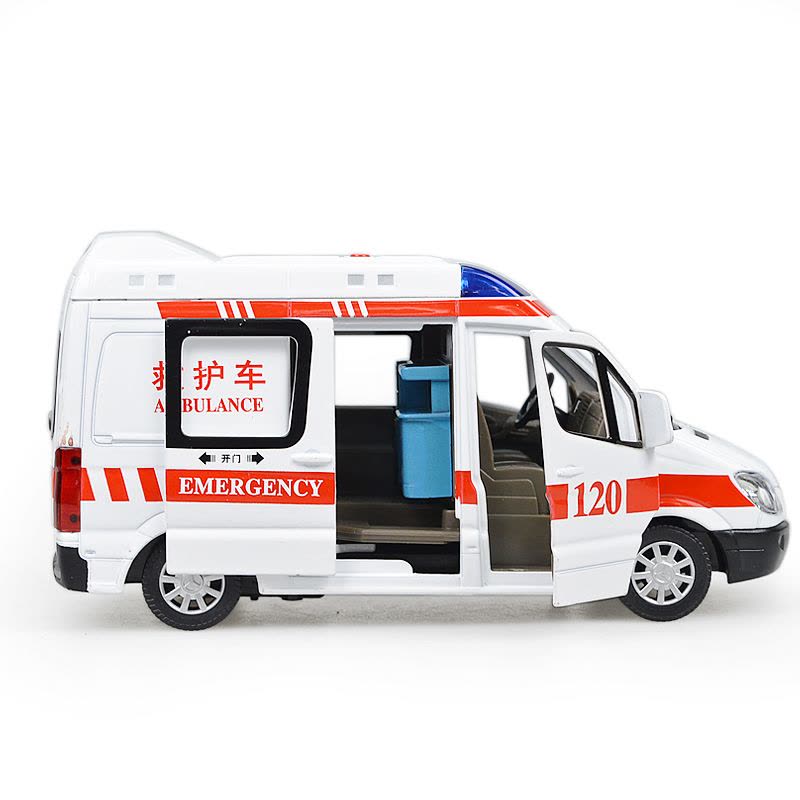 彩珀奔驰成真120救护车警车声光回力合金汽车模型玩具车男孩礼物图片