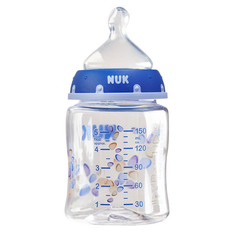NUKl宽口径PA彩色奶瓶(带初生型硅胶中圆孔奶嘴)150ML 适用年龄:0个月以上 颜色随机图片
