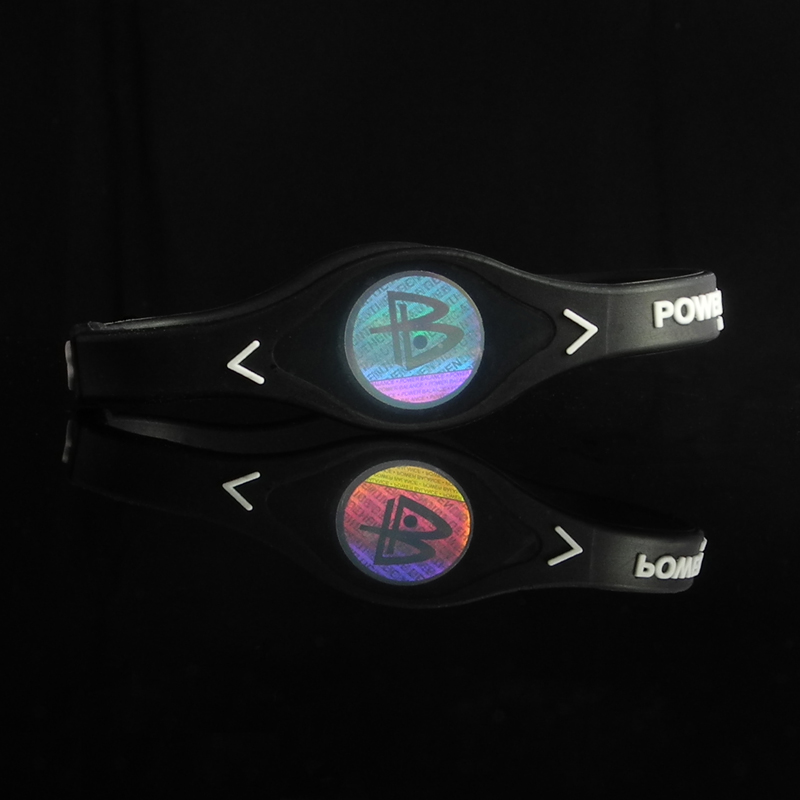 POWER BALANCE 霸能 能量平衡手环 运动手环 黑色白字核心款S码175