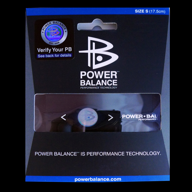 POWER BALANCE 霸能 能量平衡手环 运动手环 黑色白字核心款S码175