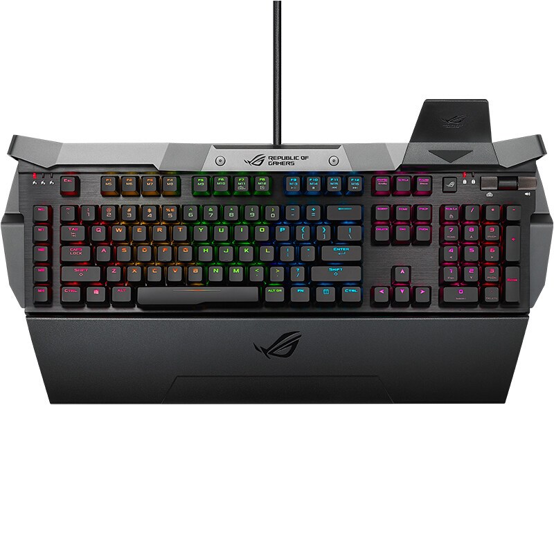 华硕(ASUS)GK2000 RGB ROG玩家国度 电竞机械游戏键盘 黑 樱桃RGB红轴 绝地求生吃鸡键盘