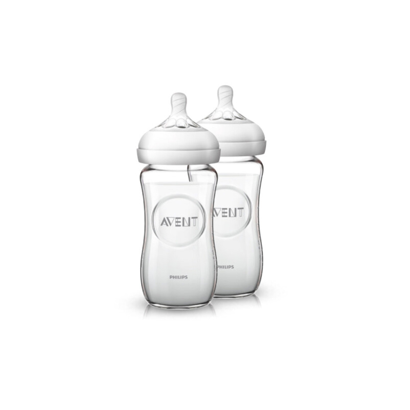 飞利浦 AVENT 新安怡宽口径自然系列玻璃奶瓶新儿套装(120ml+240ml奶瓶各x2及刷子)SCD291/06高清大图