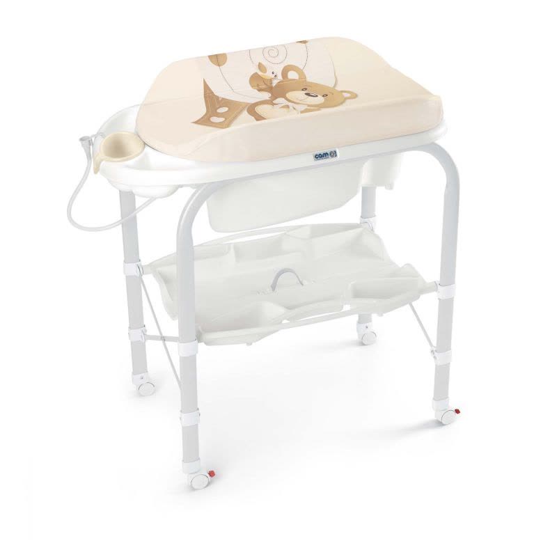 意大利cam新生婴儿护理台家具多功能换尿布台折叠抚触按摩收纳洗澡台浴盆架高105CM 0-3岁 PP材质图片