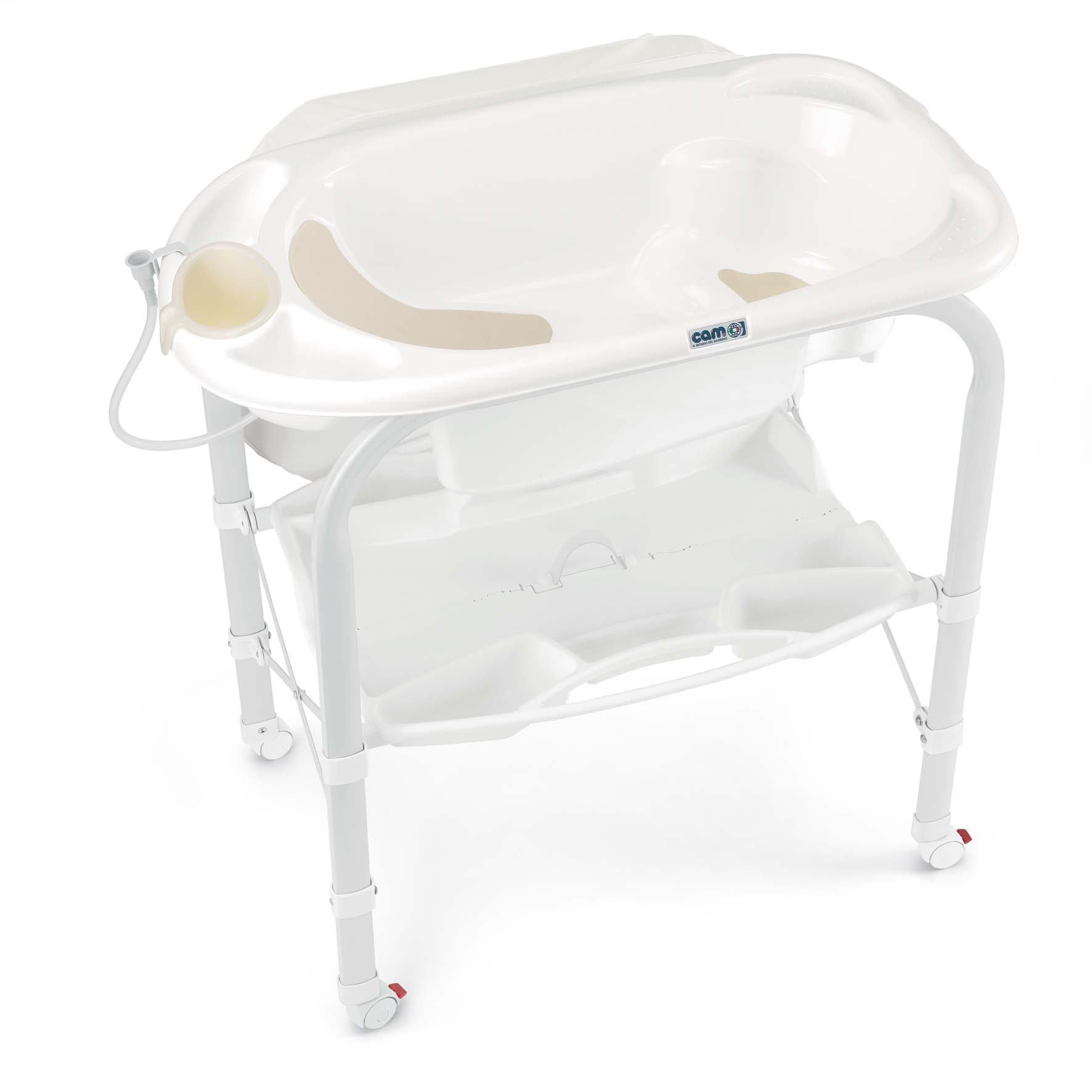 意大利cam新生婴儿护理台家具多功能换尿布台折叠抚触按摩收纳洗澡台浴盆架高105CM 0-3岁 PP材质