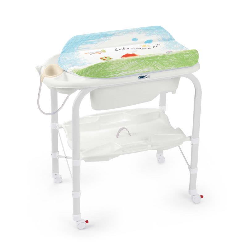 意大利cam新生婴儿护理台家具多功能换尿布台折叠抚触按摩收纳洗澡台浴盆架高105CM 0-3岁 PP材质图片