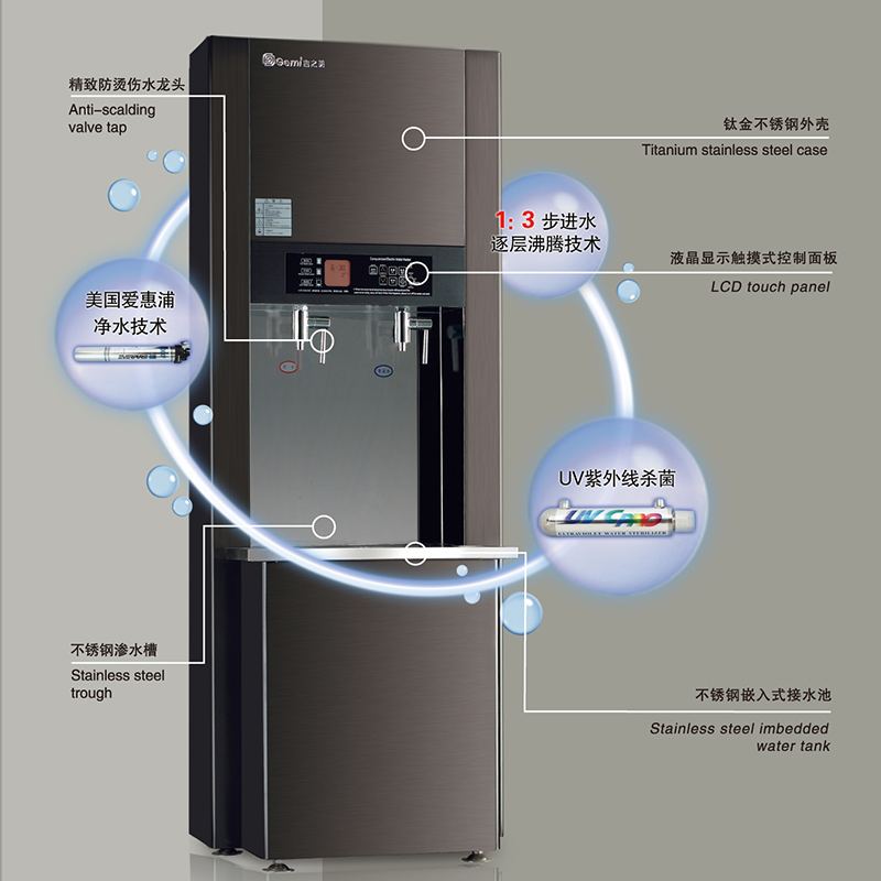 吉之美步进式(净化型)节能开水器 柜式一体机 冷热 超滤GL-40CSWA