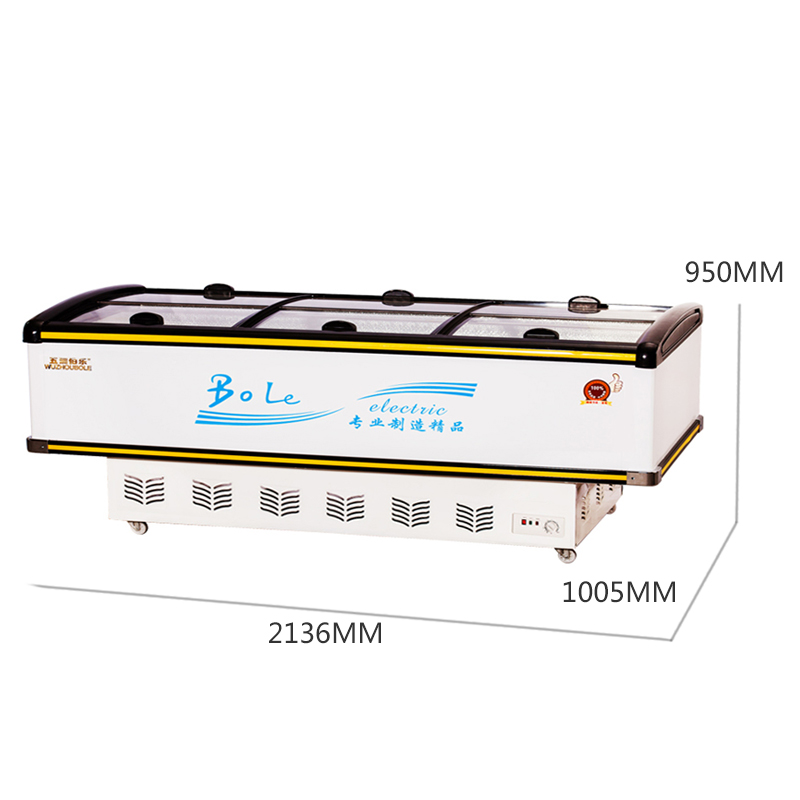 五洲伯乐(WUZHOUBOLE)SR/SF2200 620升岛柜 商用冷藏冷冻展示柜 卧式冷柜海鲜柜 推拉门速冻肉食冰柜