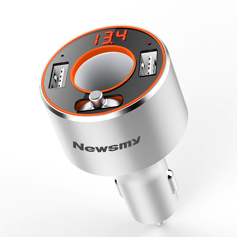纽曼(Newsmy) 蓝牙车载MP3播放器 C66 银色 多功能摇杆操控 U盘播放 双盲插USB口安全车载充电器 MP3高清大图