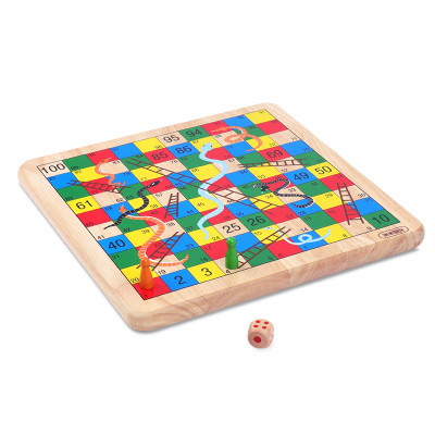 米米智玩儿童益智大号二合一蛇棋飞行棋木制多功能棋游戏亲子玩具