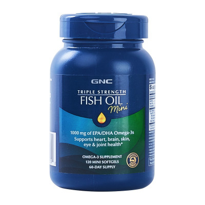 健安喜 GNC 三倍深海鱼油迷你软胶囊120粒 进口鱼油欧米伽3Omega-3&DHA 美国进口