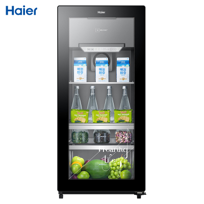 海尔(Haier)121升冰吧酒柜家用冷藏冰箱客厅办公室冷柜冰柜 梯度温区 趣味制冰 电子温控 立式存储 LC-121D