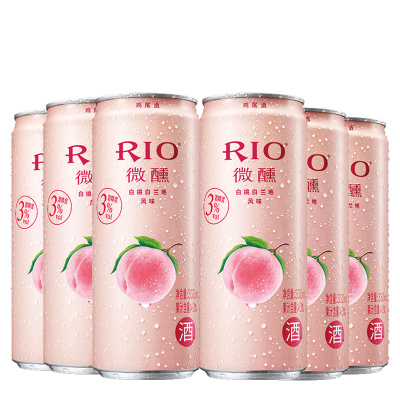 锐澳(RIO)洋酒 鸡尾酒 预调酒 白桃味330ml*6