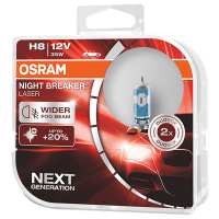 欧司朗(OSRAM)新夜行者激光限量版 汽车灯泡H8 远光灯近光灯雾灯大灯灯泡升级型卤素灯泡 增亮 一对装