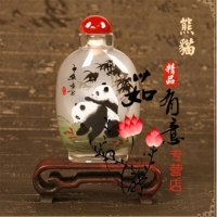 中国特色手工艺品摆件内画 衡水鼻烟壶熊猫盛世