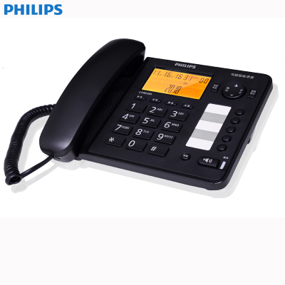 飞利浦(Philips) CORD285 录音电话机座机 办公会议电话机 固定电话 自动录音 中文菜单(黑色)