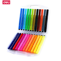 得力deli706270637064可洗水彩笔12色18色24色大容量三棱形笔杆绘画笔单盒