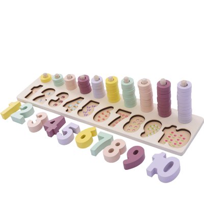 曼龙宝宝益智积木对数板儿童早教启蒙木质认数识色板趣味数字玩具MLJM002二合一对数板