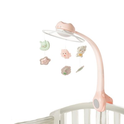曼龙新生婴儿床铃音乐旋转0-6个月宝宝玩具床挂件男孩摇铃床头铃MLCL001粉色床铃