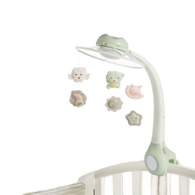 曼龙新生婴儿床铃音乐旋转0-6个月宝宝玩具床挂件男孩摇铃床头铃MLCL002 绿色床铃