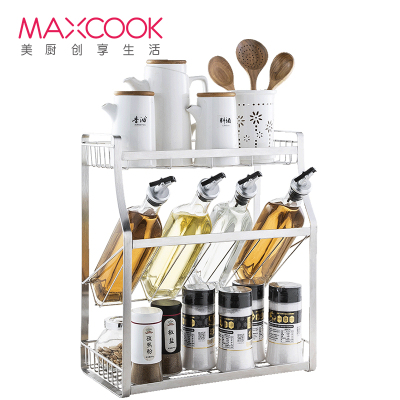 美厨(maxcook)厨房置物架 不锈钢三层调料架收纳架层架沥水架 免安装 单件银色厨具架 MCWA876