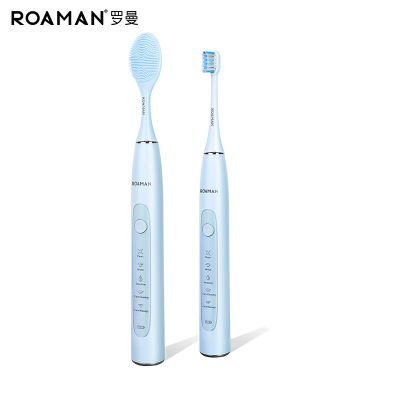 罗曼(ROAMAN)声波电动牙刷T10 北欧蓝色 男女成人软毛刷头刷牙洁面神器