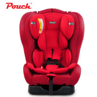 pouch婴儿安全座椅0-4-6岁新生儿宝宝便携式儿童安全座椅汽车专用座椅双向安装 侧翼升级款-火焰红