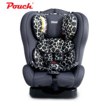 pouch婴儿安全座椅0-4-6岁新生儿宝宝便携式儿童安全座椅汽车专用座椅双向安装 双翼升级款-豹纹黑