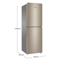 海尔 (Haier)BCD-160WDPT 两门冰箱 160升风冷无霜 DEO保鲜 大冷冻 家用小型冰箱
