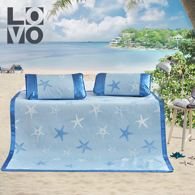 lovo乐蜗家纺床上用品夏季可折叠空调凉席1.5/1.8米床双人冰丝席三件套