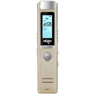 爱国者（aigo）录音笔 R6611 8G 微型专业 高清远距降噪 MP3播放器 学习/会议采访取证 金色