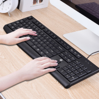 惠普(HP) KM100 黑色 有线键盘 家用办公键盘 时尚简约 超薄键盘 单键盘