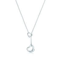 蒂芙尼(Tiffany )时尚女士创意双爱心吊坠项链情人节礼物 银色